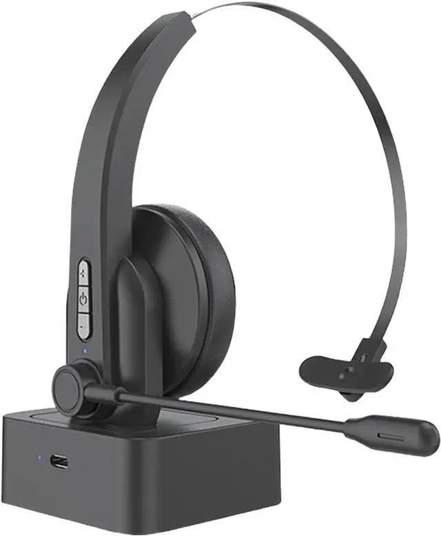 Main image of BONAEVER Bluetooth Headset with Microphone, Noise Cancelling Mic, On Ear Headphone Bluetooth 5.0 Over Ear Headphone for Truck Driver Office Black
