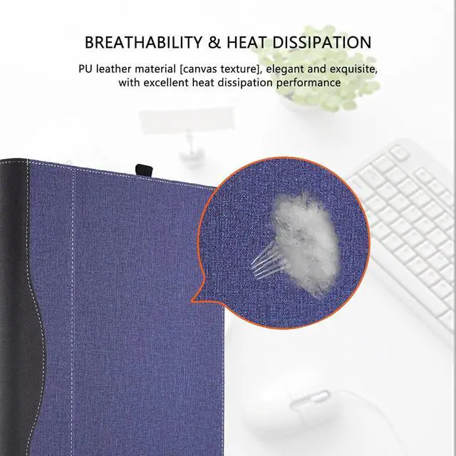 Alt view image 6 of 7 - BONAEVER Case Cover for 14 inch HP Laptop 14-ep 14t-ep 14z-em 14-em & Hp Pavilion Laptop 14-dv 14-ec 14z-ec, PU Leather Notebook PC Sleeve Protective Bag Accessory Blue