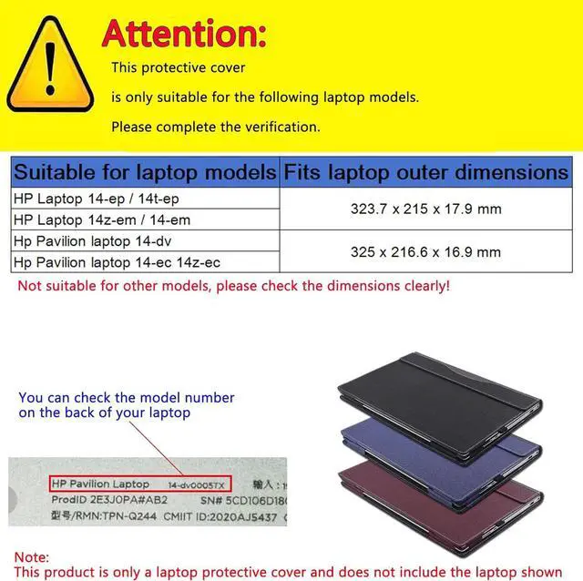 Alt view image 2 of 7 - BONAEVER Case Cover for 14 inch HP Laptop 14-ep 14t-ep 14z-em 14-em & Hp Pavilion Laptop 14-dv 14-ec 14z-ec, PU Leather Notebook PC Sleeve Protective Bag Accessory Blue