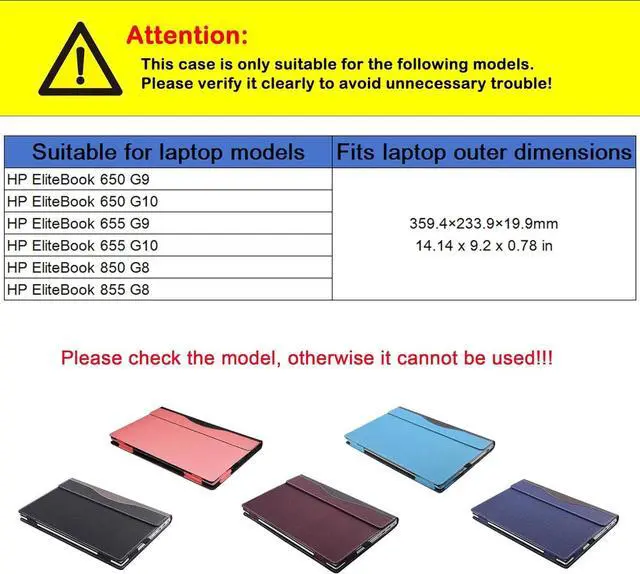 Alt view image 2 of 7 - BONAEVER Laptop Cover Case for 15.6 inch HP EliteBook 650 G9 G10 & HP EliteBook 655 G9 G10 & HP EliteBook 850 G8 & HP EliteBook 855 G8,Detachable PU Leather Protective Shell Sleeve Accessory Bag