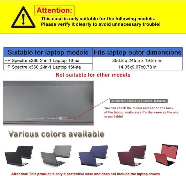 Alt view image 2 of 7 - BONAEVER Case Cover for 16 inch HP Spectre x360 2-in-1 Laptop 16-aa 16t-aa Sleeve,Separable PU Leather Notebook PC Protective Bag Accessories Blue