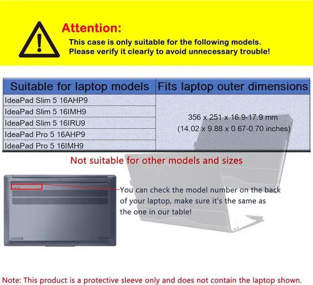 Alt view image 2 of 7 - BONAEVER Laptop Cover Case for 16 inch Lenovo IdeaPad Slim 5 16AHP9 16IMH9 16IRU9 & for Lenovo IdeaPad Pro 5 16AHP9 16IMH9 Sleeve,PU Material Detachable Notebook PC Protective Bag Accessories