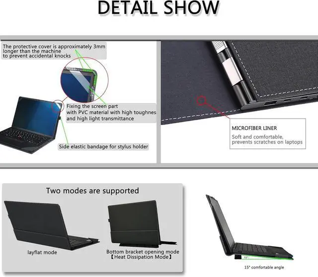 Alt view image 4 of 7 - BONAEVER Laptop Cover Case for 14 inch ASUS Zenbook 14 OLED UX3405 UM3406 & for Vivobook S 14 OLED S5406 M5406,PU Leather Protective Sleeve Bag with Heat Dissipation Bracket