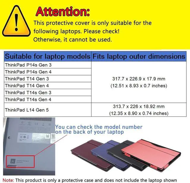 Alt view image 2 of 7 - BONAEVER Laptop Case Cover for 14 inch Lenovo ThinkPad T14 Gen 3 Gen 4 & ThinkPad P14s & ThinkPad T14s & ThinkPad L14 Gen5 Notebook Sleeve,Detachable PU Leather Protective Sleeve Bag Accessory Blue