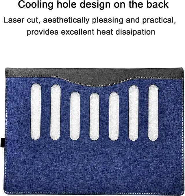 Alt view image 4 of 7 - BONAEVER Laptop Case Cover for 17.3 inch HP Envy Laptop 17-da 17t-da 2024 & Asus Zenbook pro 17 UM6702,PU Leather Protective Sleeve Shell Bag with Pen Holder and Heat Dissipation Hole Blue