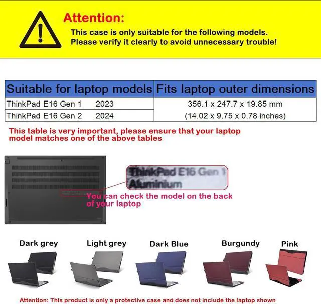 Alt view image 2 of 7 - BONAEVER Laptop Cover Case for 16 inch Lenovo ThinkPad E16 Gen 2 2024 / Lenovo ThinkPad E16 Gen 1 2023, PU Leather Protective Shell Detachable Sleeve Accessory with Pencil Holder Coffee