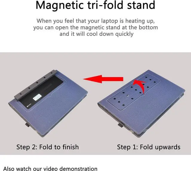 Alt view image 3 of 7 - BONAEVER Laptop Case Cover for HP Elite x360 1040 G11 and EliteBook 1040 14 inch G11 & Lenovo ThinkPad X13 Yoga Gen 1, Notebook PC Protective Sleeve Bag with Tri-Fold Cooling Stand, Pencil Holder Blue