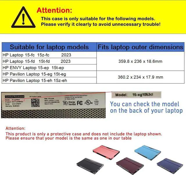 Alt view image 2 of 7 - BONAEVER Laptop Cover Case for 15.6 inch HP Laptop 15-fc 15z-fc & HP Envy 15-ep 15t-ep & HP Pavilion 15-eg 15t-eg 15-eh 15z-eh,Detachable PU Leather Protective Shell Laptop Sleeve with Pencil Holder