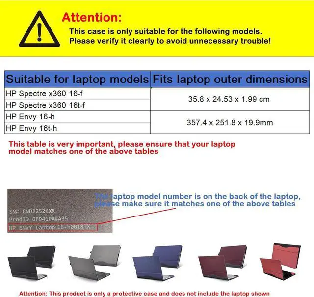 Alt view image 2 of 7 - BONAEVER Laptop Cover Case for 16 inch HP Spectre x360 16-f 16t-f & HP Envy 16-h 16t-h, PU Leather Protective Shell Detachable Laptop Bag Accessory with Pencil Holder