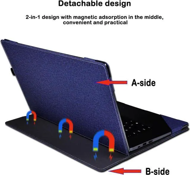 Alt view image 7 of 7 - BONAEVER Laptop Case Cover for 2024 New 13.3 inch HP Pavilion Aero Laptop 13-bg 13t-bg Notebook PC Sleeve, 2 in 1 PU Leather Protective Shell Bag Accessories with Pencil Holder Blue