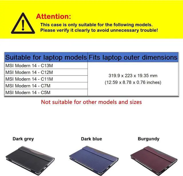 Alt view image 2 of 7 - BONAEVER Laptop Case Cover for 14 inch MSI Modern 14 C13M C12M C11M C7M C5M Series Sleeve,PU Material Separable Notebook PC Bag Protective Sleeve Accessories Blue