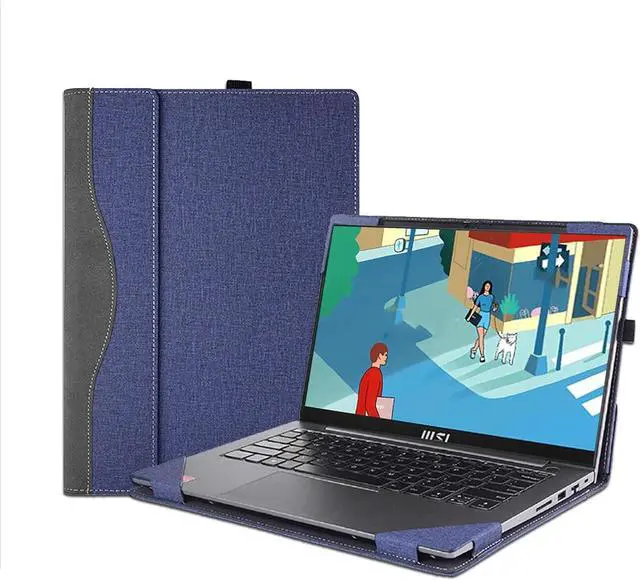 Main image of BONAEVER Laptop Case Cover for 14 inch MSI Modern 14 C13M C12M C11M C7M C5M Series Sleeve,PU Material Separable Notebook PC Bag Protective Sleeve Accessories Blue