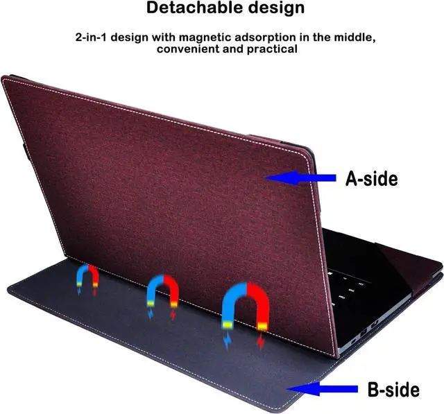 Alt view image 7 of 7 - BONAEVER Laptop Cover Case for 14 inch Lenovo Thinkpad X1 Carbon Gen 9 Gen 10 Gen 11 [not for Gen12] / Lenovo Thinkpad X1 Yoga Gen 6 Gen 7 Gen 8, PU leather Separable Protective Sleeve bag Accessories