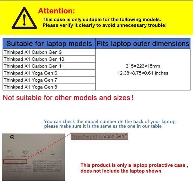 Alt view image 2 of 7 - BONAEVER Laptop Cover Case for 14 inch Lenovo Thinkpad X1 Carbon Gen 9 Gen 10 Gen 11 [not for Gen12] / Lenovo Thinkpad X1 Yoga Gen 6 Gen 7 Gen 8, PU leather Separable Protective Sleeve bag Accessories