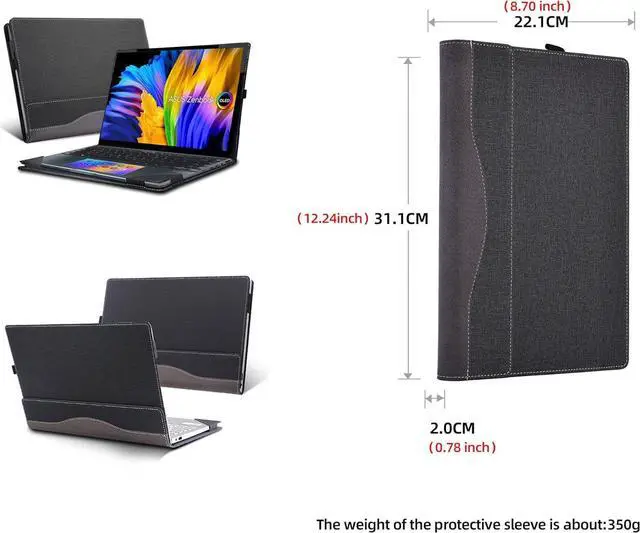 Alt view image 5 of 7 - BONAEVER Laptop Cover Case for 14 inch ASUS Zenbook 14X OLED Model UX5401 UX5401ZA UX5400 UX5400ZB UX5400ZF, PU Leather Laptop Case