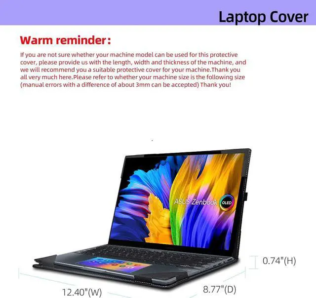 Alt view image 7 of 7 - BONAEVER Laptop Cover Case for 14 inch ASUS Zenbook 14X OLED Model UX5401 UX5401ZA UX5400 UX5400ZB UX5400ZF, PU Leather Laptop Case