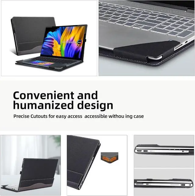Alt view image 4 of 7 - BONAEVER Laptop Cover Case for 14 inch ASUS Zenbook 14X OLED Model UX5401 UX5401ZA UX5400 UX5400ZB UX5400ZF, PU Leather Laptop Case