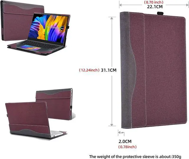 Alt view image 3 of 7 - BONAEVER Laptop Cover Case for 14 inch ASUS Zenbook 14X OLED Model UX5401 UX5401ZA UX5400 UX5400ZB UX5400ZF, PU Leather Laptop Case Wine Red