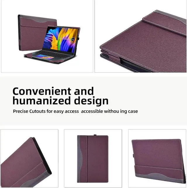 Alt view image 5 of 7 - BONAEVER Laptop Cover Case for 14 inch ASUS Zenbook 14X OLED Model UX5401 UX5401ZA UX5400 UX5400ZB UX5400ZF, PU Leather Laptop Case Wine Red