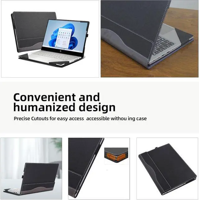 Alt view image 5 of 7 - BONAEVER Laptop Cover for HP Envy x360 Laptop 15t /15z-XXX/15-fh|15-ed/15z-ey15-er/15-ep/15t-es100|2-in-1 Laptop.All Inclusive Drop Case 15.6 inch PU Leather Inside Pocket Cover Shell