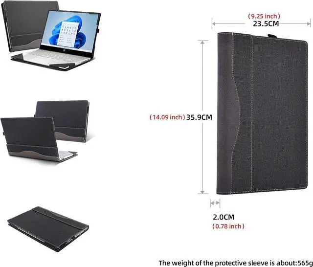 Alt view image 4 of 7 - BONAEVER Laptop Cover for HP Envy x360 Laptop 15t /15z-XXX/15-fh|15-ed/15z-ey15-er/15-ep/15t-es100|2-in-1 Laptop.All Inclusive Drop Case 15.6 inch PU Leather Inside Pocket Cover Shell
