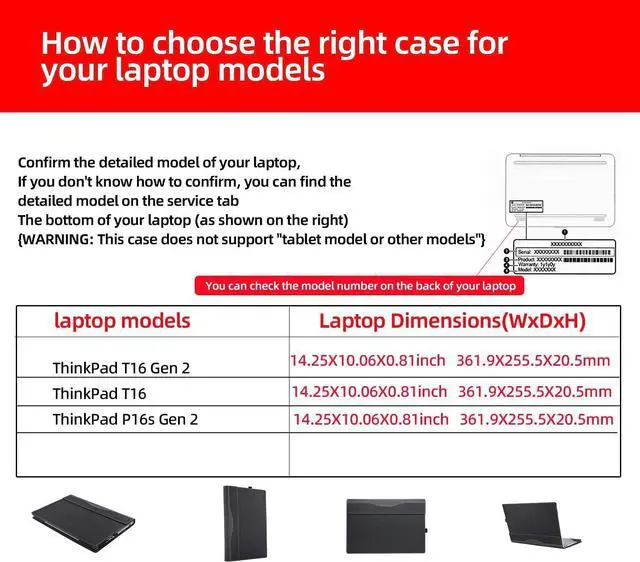 Alt view image 2 of 7 - BONAEVER Laptop Cover for Lenovo ThinkPad T16 Gen 2 Business Laptop 16" ThinkPad T16 | ThinkPad P16s Gen 2 | PU Leather Notebook Sleeve Detachable Protective Bag Shell