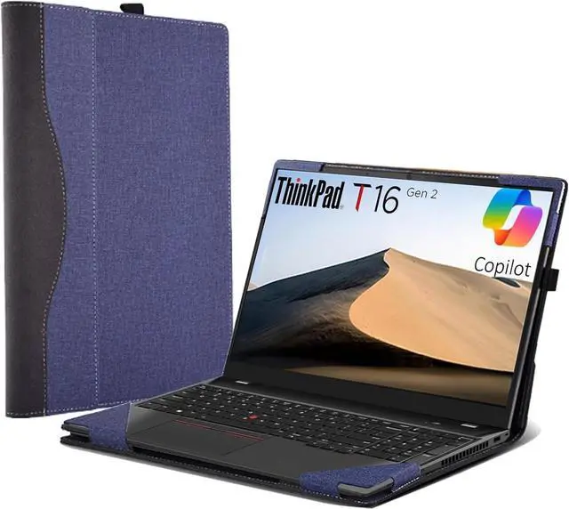 Main image of BONAEVER Laptop Cover for Lenovo ThinkPad T16 Gen 2 Business Laptop 16" ThinkPad T16 | ThinkPad P16s Gen 2 | PU Leather Notebook Sleeve Detachable Protective Bag Shell Blue