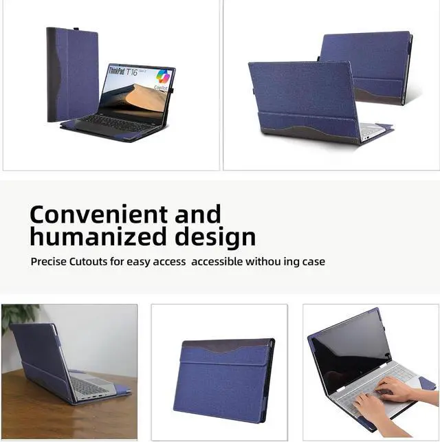Alt view image 5 of 7 - BONAEVER Laptop Cover for Lenovo ThinkPad T16 Gen 2 Business Laptop 16" ThinkPad T16 | ThinkPad P16s Gen 2 | PU Leather Notebook Sleeve Detachable Protective Bag Shell Blue