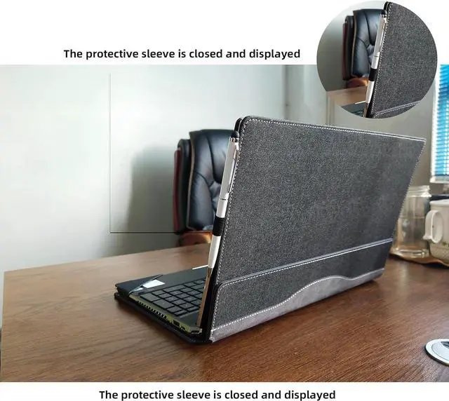Alt view image 4 of 7 - BONAEVER Laptop Cover for Lenovo ThinkPad P14s Gen 5 14 inch All Inclusive Drop Case 14" PU Leather Inside Pocket Cover