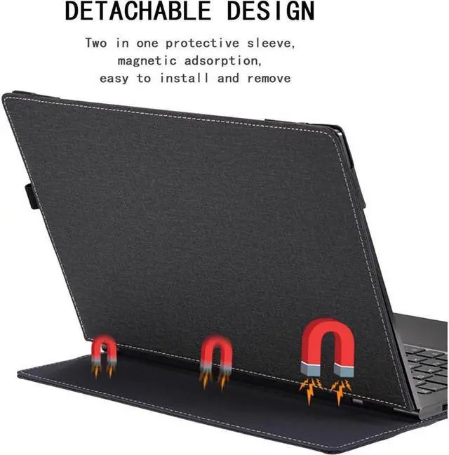 Alt view image 6 of 7 - BONAEVER Laptop Cover for ASUS ZenBook 13 OLED 13.3" All-Inclusive Drop-Proof Laptop Bag PU Leather Inner Pocket Case