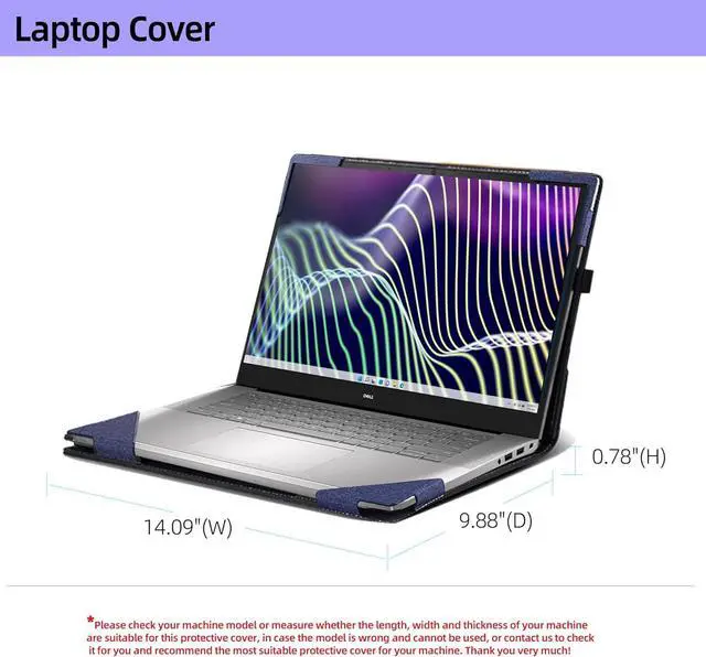 Alt view image 5 of 7 - BONAEVER Laptop Case for 16 inch Dell Latitude 7000 7640 Laptop (2023) | Latitude 7650 Laptop16" Notebook Laptop PU Leather Detachable Protective Cover with Pencil Holder Blue
