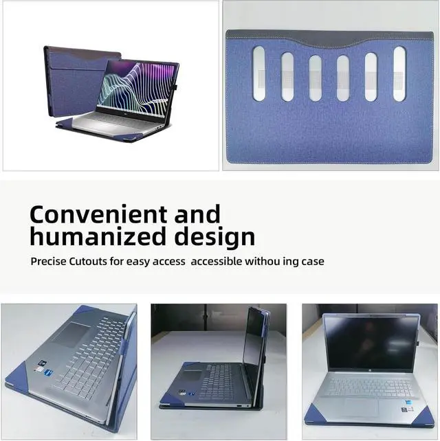 Alt view image 4 of 7 - BONAEVER Laptop Case for 16 inch Dell Latitude 7000 7640 Laptop (2023) | Latitude 7650 Laptop16" Notebook Laptop PU Leather Detachable Protective Cover with Pencil Holder Blue