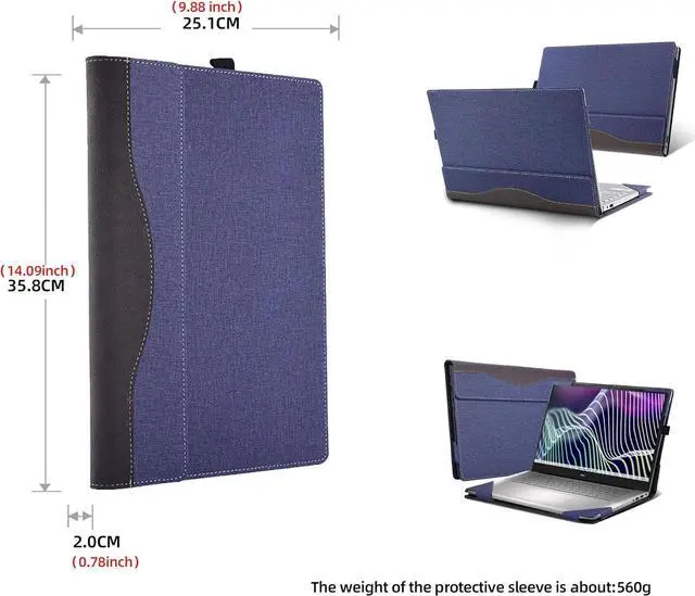 Alt view image 6 of 7 - BONAEVER Laptop Case for 16 inch Dell Latitude 7000 7640 Laptop (2023) | Latitude 7650 Laptop16" Notebook Laptop PU Leather Detachable Protective Cover with Pencil Holder Blue