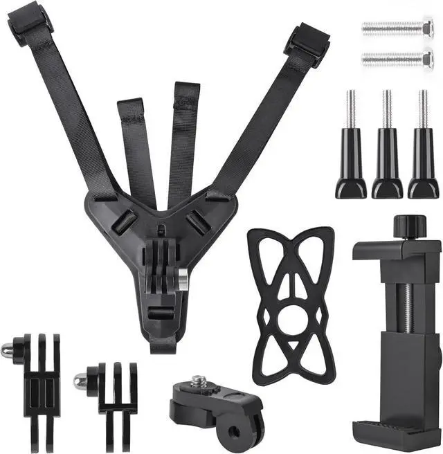 Main image of BONAEVER Motorcycle Helmet Chin Strap Mount Supplies Assembly Kit Compatible with All GoPro Heros, SJCAM, GeekPro, 4K, Xiaomi Yi, Insta360 and Also Brackets for Mobile Phones