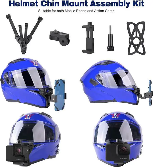 Alt view image 6 of 7 - BONAEVER Motorcycle Helmet Chin Strap Mount Supplies Assembly Kit Compatible with All GoPro Heros, SJCAM, GeekPro, 4K, Xiaomi Yi, Insta360 and Also Brackets for Mobile Phones
