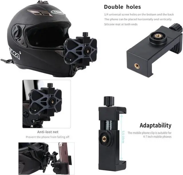 Alt view image 4 of 7 - BONAEVER Motorcycle Helmet Chin Strap Mount Supplies Assembly Kit Compatible with All GoPro Heros, SJCAM, GeekPro, 4K, Xiaomi Yi, Insta360 and Also Brackets for Mobile Phones