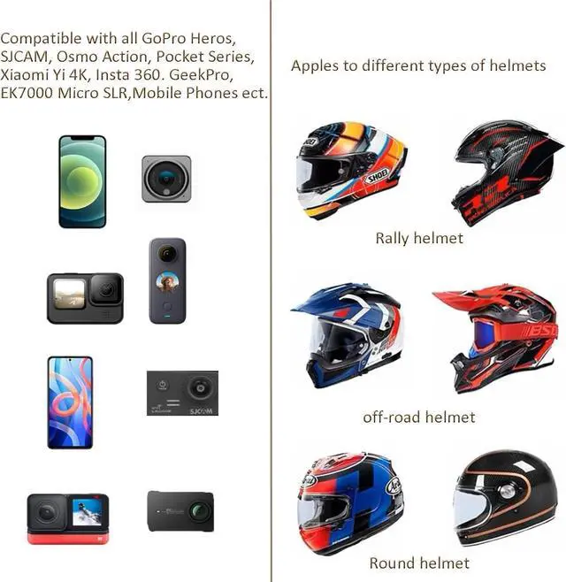 Alt view image 7 of 7 - BONAEVER Motorcycle Helmet Chin Strap Mount Supplies Assembly Kit Compatible with All GoPro Heros, SJCAM, GeekPro, 4K, Xiaomi Yi, Insta360 and Also Brackets for Mobile Phones