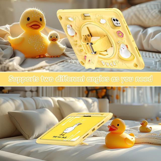Alt view image 2 of 7 - BONAEVER Case for iPad Pro 11 Inch 2024 5th Generation M4 with 360 Rotating Stand / Hand Strap / Shoulder Strap with 360 Rotating Stand+Hand Strap, Cute Soft Shockproof Cover for Kids Boys