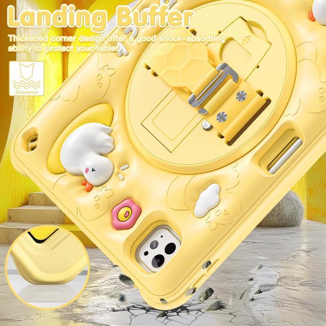 Alt view image 3 of 7 - BONAEVER Case for iPad Pro 11 Inch 2024 5th Generation M4 with 360 Rotating Stand / Hand Strap / Shoulder Strap with 360 Rotating Stand+Hand Strap, Cute Soft Shockproof Cover for Kids Boys