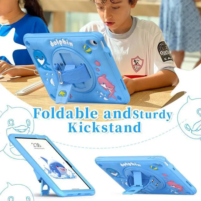 Alt view image 2 of 7 - BONAEVER Case for iPad (A16) 11th Generation 11 Inch 2025, iPad 10th Generation 10.9 inch 2022 with 360 Rotating Stand / Hand Strap / Shoulder Strap / Pencil Holde, Cute Shockproof Cover for Kids Boys