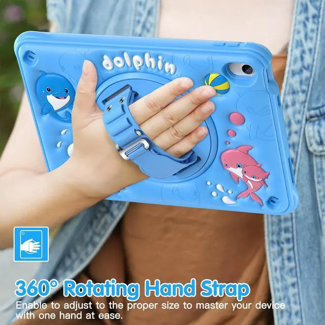 Alt view image 4 of 7 - BONAEVER Case for iPad (A16) 11th Generation 11 Inch 2025, iPad 10th Generation 10.9 inch 2022 with 360 Rotating Stand / Hand Strap / Shoulder Strap / Pencil Holde, Cute Shockproof Cover for Kids Boys