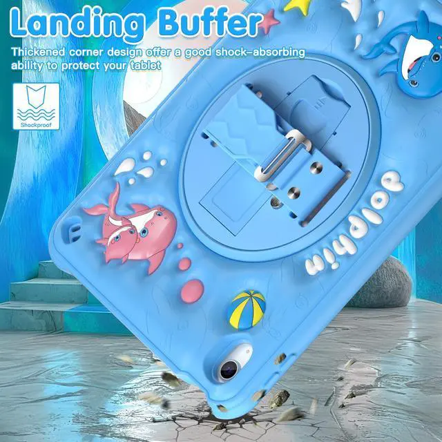 Alt view image 3 of 7 - BONAEVER Case for iPad (A16) 11th Generation 11 Inch 2025, iPad 10th Generation 10.9 inch 2022 with 360 Rotating Stand / Hand Strap / Shoulder Strap / Pencil Holde, Cute Shockproof Cover for Kids Boys