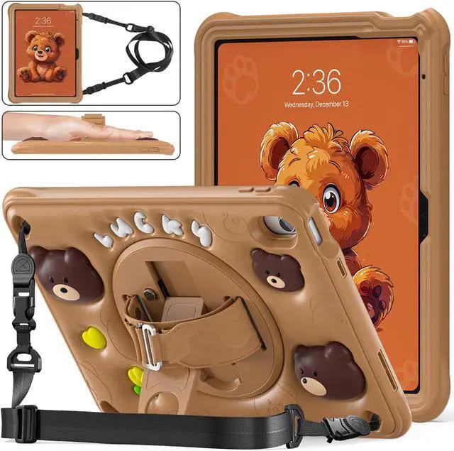 Main image of BONAEVER Case for iPad (A16) 11th Generation 11 Inch 2025, iPad 10th Generation 10.9 inch 2022 with 360 Rotating Stand / Hand Strap / Shoulder Strap / Pencil Holde, Cute Shockproof Cover for Kids Boys