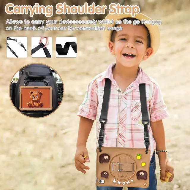 Alt view image 7 of 7 - BONAEVER Case for iPad (A16) 11th Generation 11 Inch 2025, iPad 10th Generation 10.9 inch 2022 with 360 Rotating Stand / Hand Strap / Shoulder Strap / Pencil Holde, Cute Shockproof Cover for Kids Boys