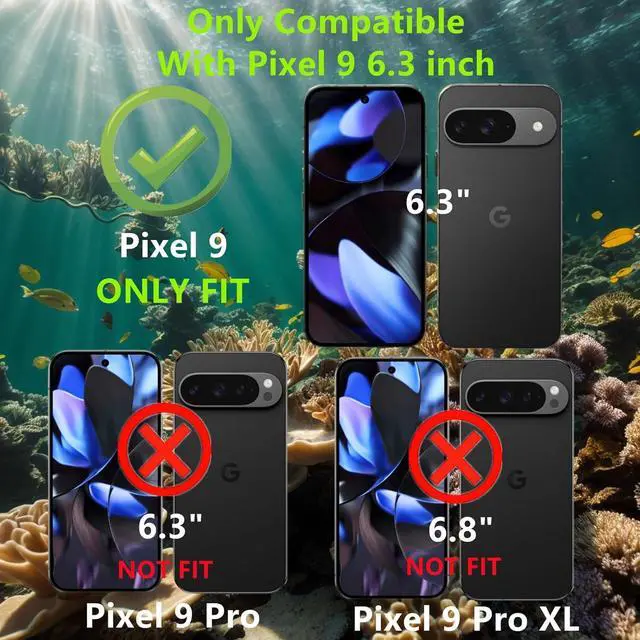 Alt view image 2 of 7 - BONAEVER Pixel 9 Waterproof  Case, Waterproof & Shockproof Protection Phone Cover for Google Pixel 9, Full Coverage with Screen Protector,Wireless Charging Compatible, Slim Design, Black