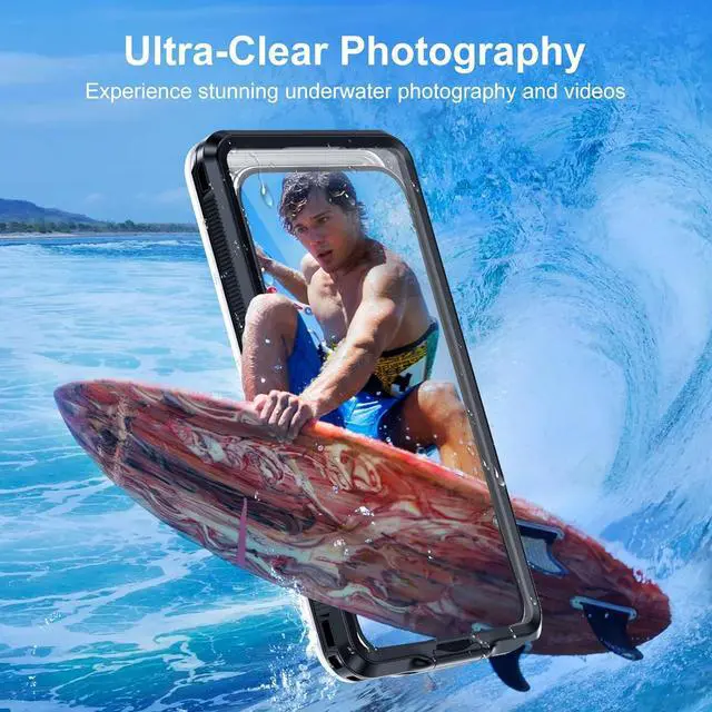 Alt view image 4 of 7 - BONAEVER Waterproof Phone Case, Underwater Snorkeling Diving Phone Case, Universal Self-Check Water Proof Case Up to 6.9 Inch for iPhone 15/14/13/12/11 and Samsung S24/S23/S22/Google Series - Black