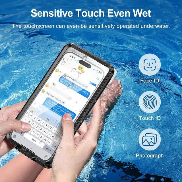 Alt view image 5 of 7 - BONAEVER Waterproof Phone Case, Underwater Snorkeling Diving Phone Case, Universal Self-Check Water Proof Case Up to 6.9 Inch for iPhone 15/14/13/12/11 and Samsung S24/S23/S22/Google Series - Black