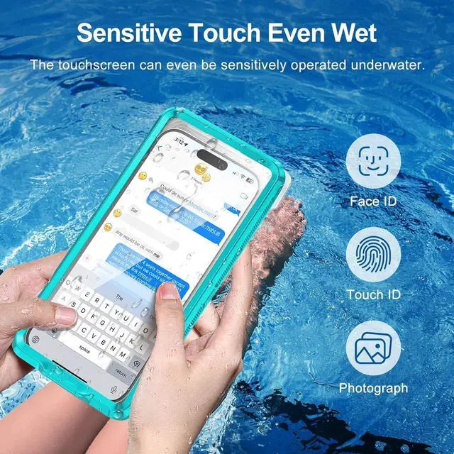 Alt view image 3 of 7 - BONAEVER Waterproof Phone Case, Underwater Snorkeling Diving Phone Case, Universal Self-Check Water Proof Case Up to 6.9 Inch for iPhone 15/14/13/12/11 and Samsung S24/S23/S22/Google Series - Blue
