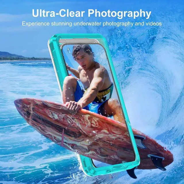 Alt view image 5 of 7 - BONAEVER Waterproof Phone Case, Underwater Snorkeling Diving Phone Case, Universal Self-Check Water Proof Case Up to 6.9 Inch for iPhone 15/14/13/12/11 and Samsung S24/S23/S22/Google Series - Blue
