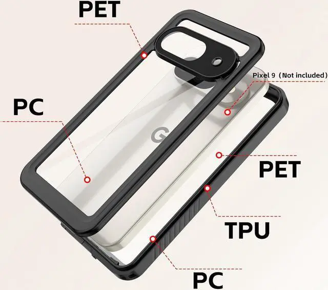 Alt view image 7 of 7 - BONAEVER for Google Pixel 9 Case Waterproof IP68 Certified Dustproof Shockproof Built-in Screen Protector Full Body Case for Google Pixel 9 6.3" 2024